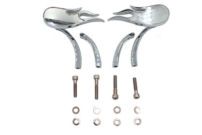 Fireball Mirror Set with Billet Curved Stems Chrome