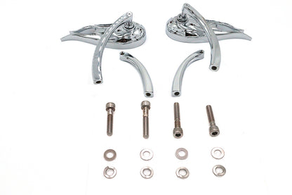 Fireball Mirror Set with Billet Curved Stems Chrome
