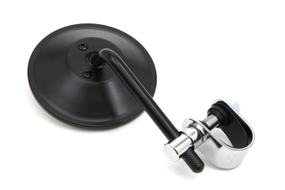 4 Round Mirror with Clamp Black Steel