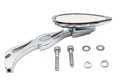Teardrop Mirror with Billet Flame Stem Chrome