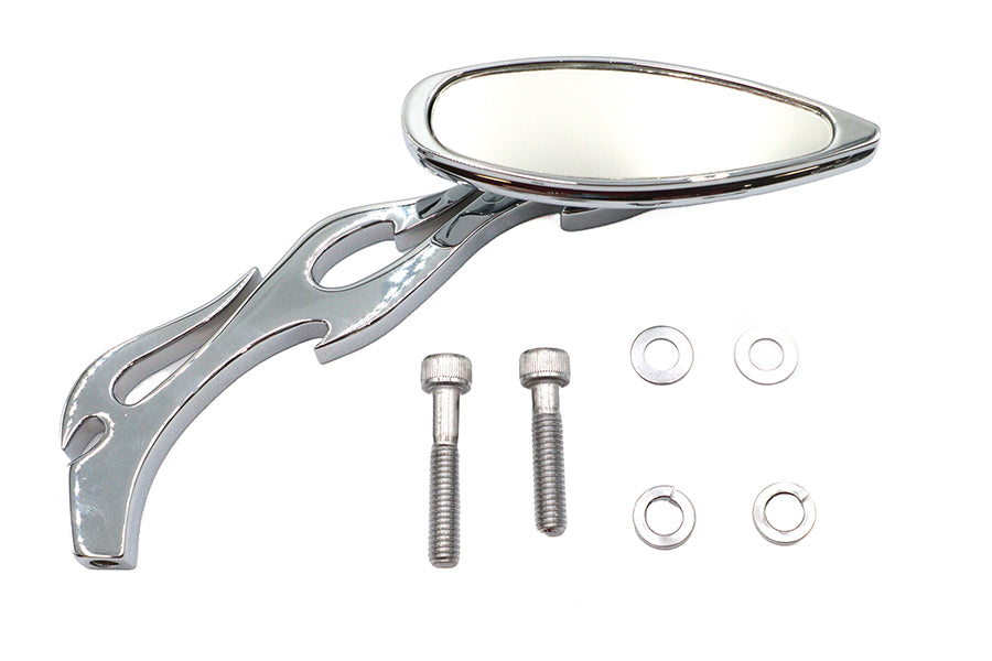 Teardrop Mirror with Billet Flame Stem Chrome