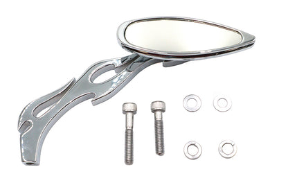 Teardrop Mirror with Billet Flame Stem Chrome