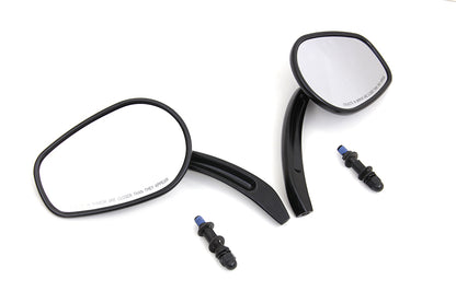 Rectangle Taper Mirror Set with Billet Stems Black
