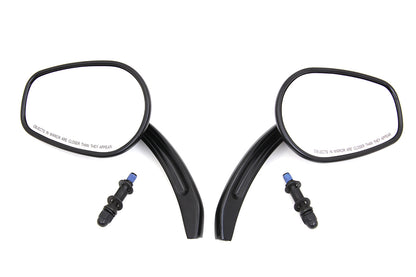 Rectangle Taper Mirror Set with Billet Stems Black