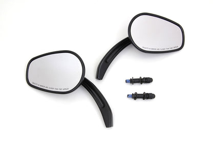 Rectangle Taper Mirror Set with Billet Stems Black