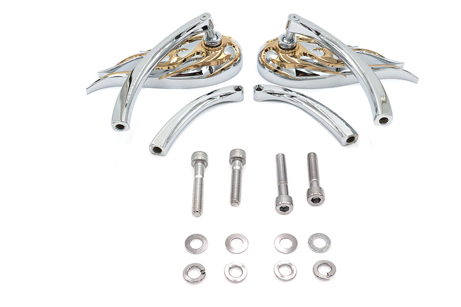 Fireball Mirror Set with Curved Stems Chrome