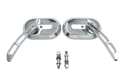 Oblong Mirror Set Chrome Billet