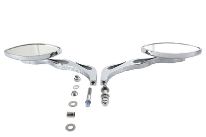 Druid Mirror Set Oval Flame Style with Billet Stem