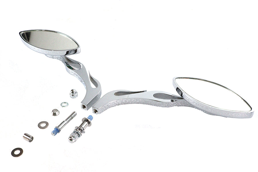Druid Mirror Set Oval Flame Style with Billet Stem