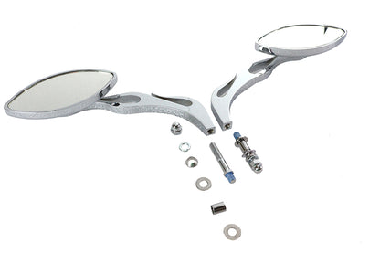 Druid Mirror Set Oval Flame Style with Billet Stem