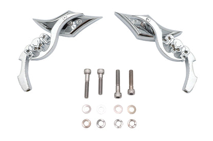 Diamond Shaped Mirror Set with Billet Tri Skull Stems