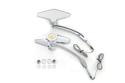 Diamond Shape Mirror Set with Billet Stems