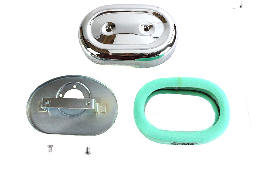 Oval Air Cleaner Assembly Chrome