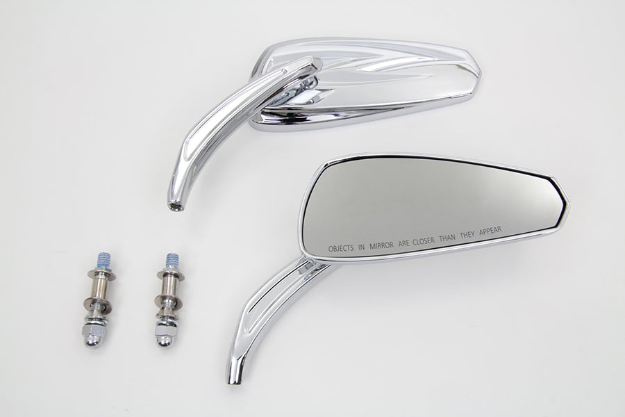 Chrome Tribal Teardrop Mirrors with Billet Stems