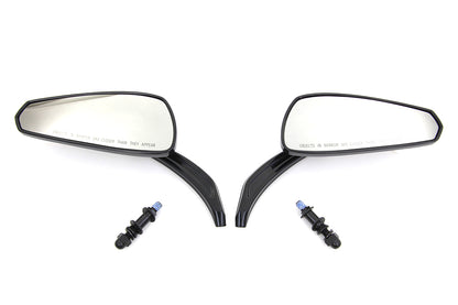 Gloss Black Tribal Teardrop Mirrors with Billet Stems