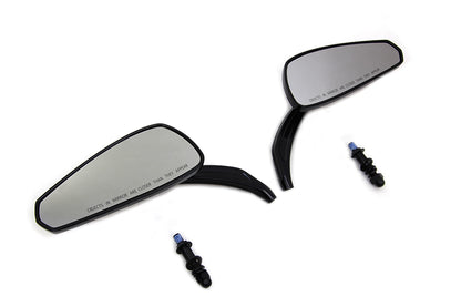Gloss Black Tribal Teardrop Mirrors with Billet Stems