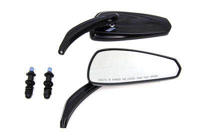 Gloss Black Tribal Teardrop Mirrors with Billet Stems