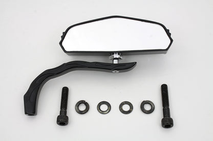 Black 5 Skull Mirror with Billet Worm Stem