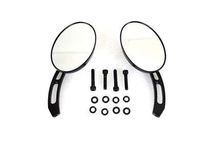 Oval Mirror Set with Billet 3 Slot Stem Black