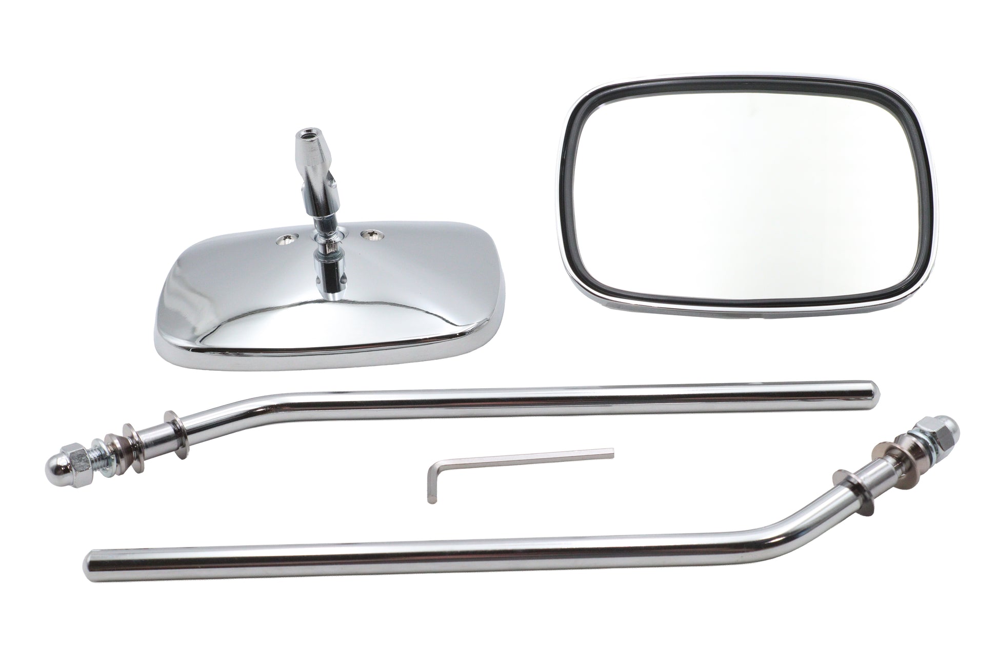 Chrome Rectangle Mirror Set with Round Stems