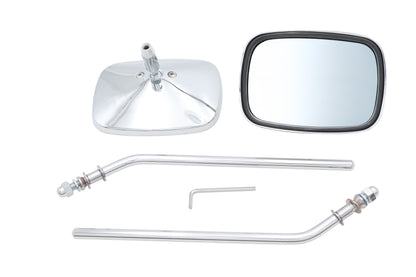 Chrome Rectangle Mirror Set with Round Stems