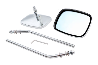 Chrome Rectangle Mirror Set with Round Stems