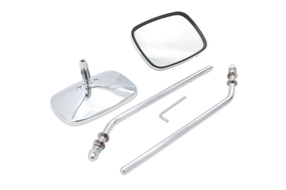 Chrome Rectangle Mirror Set with Round Stems