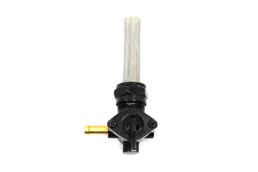 Black Petcock with Nut and 90° Left Outlet