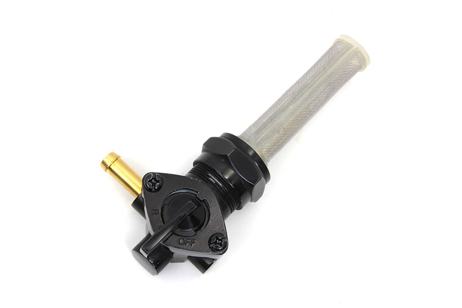 Black Petcock with Nut and 90° Left Outlet