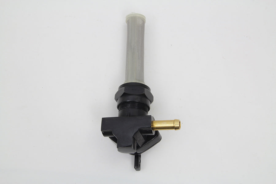 Black Petcock with Nut and 90° Left Outlet