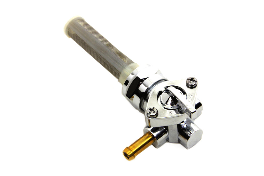 Chrome Petcock with Nut and 90° Left Outlet