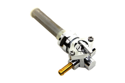 Chrome Petcock with Nut and 90° Left Outlet