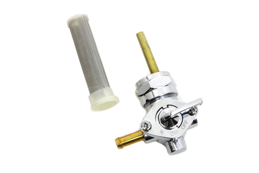 Chrome Petcock with Nut and 90° Left Outlet