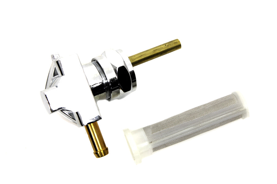 Chrome Petcock with Nut and 90° Left Outlet