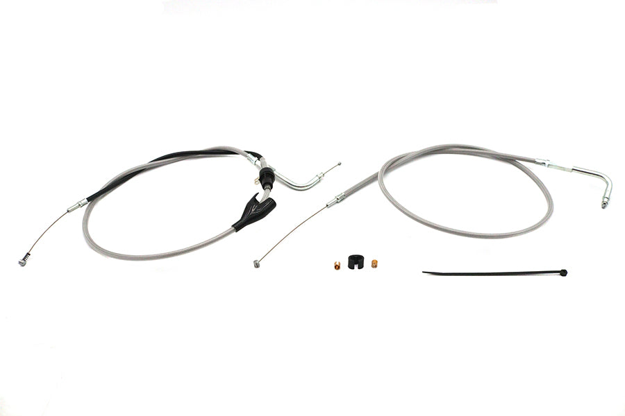 43 Stainless Steel Throttle and Idle Cable Set Clear Coat