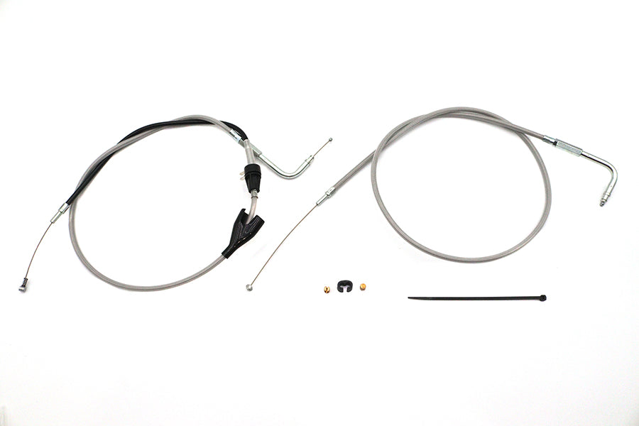43 Stainless Steel Throttle and Idle Cable Set Clear Coat