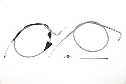 43 Stainless Steel Throttle and Idle Cable Set Clear Coat