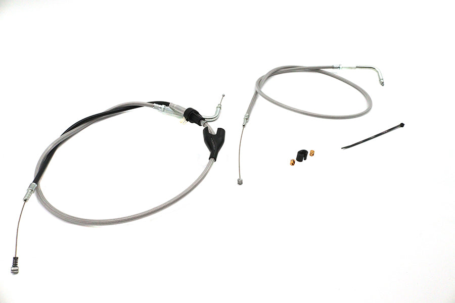 43 Stainless Steel Throttle and Idle Cable Set Clear Coat