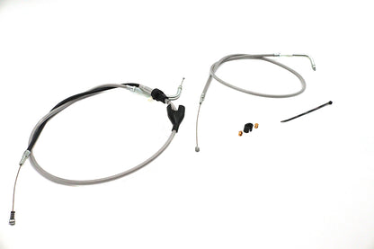 43 Stainless Steel Throttle and Idle Cable Set Clear Coat