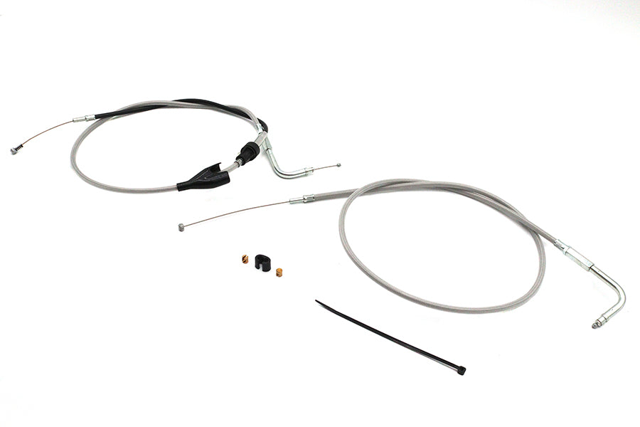 43 Stainless Steel Throttle and Idle Cable Set Clear Coat