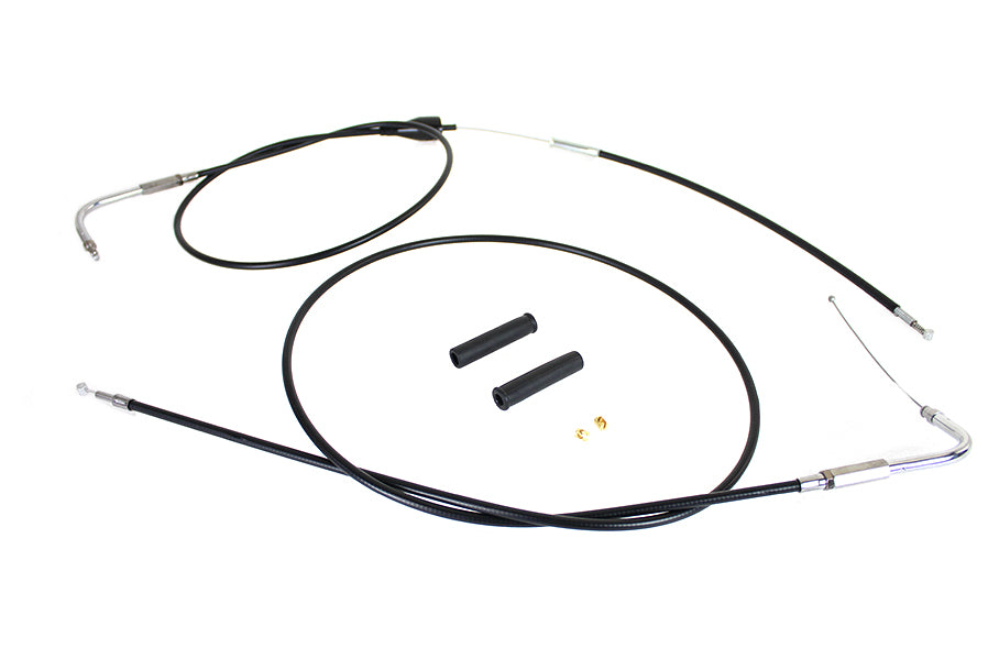 Stainless Steel Throttle and Idle Cable Set Black Coat +8",Y