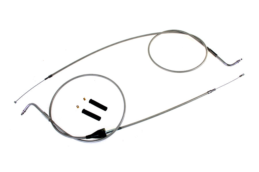 Stainless Steel Throttle and Idle Cable Set Clear Coat +8",Y