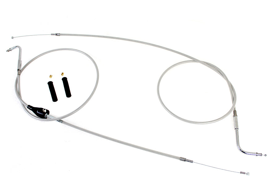 Stainless Steel Throttle and Idle Cable Set Clear Coat +8",Y
