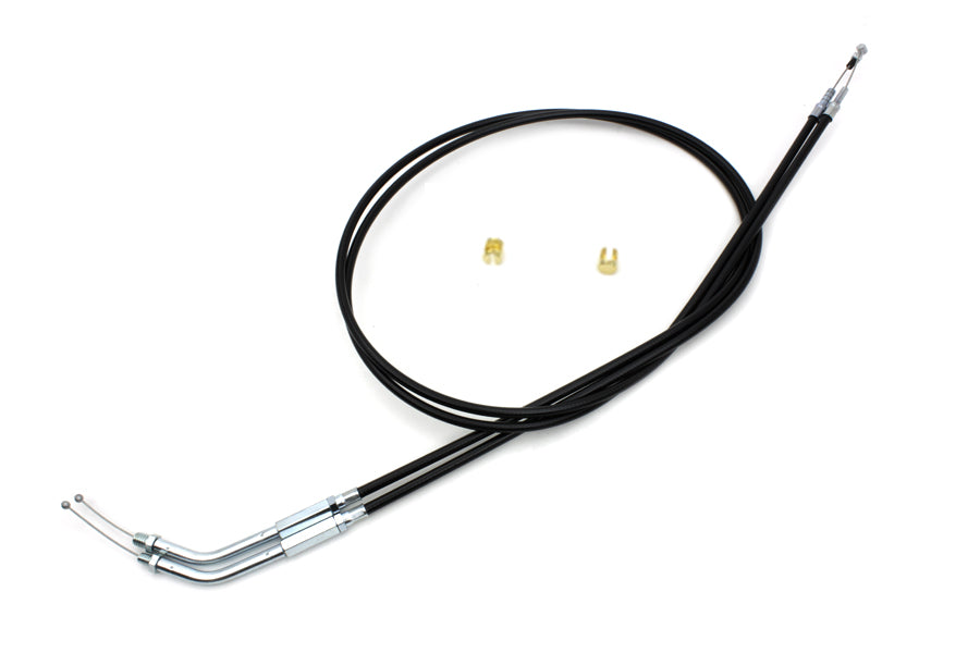 Black Throttle and Idle Cable Set with 45° Elbow Fitting