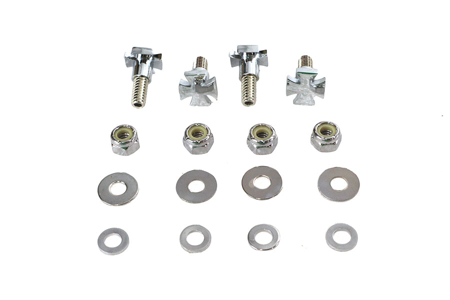 License Plate Frame Mount Bolt Set Chrome Maltese Style