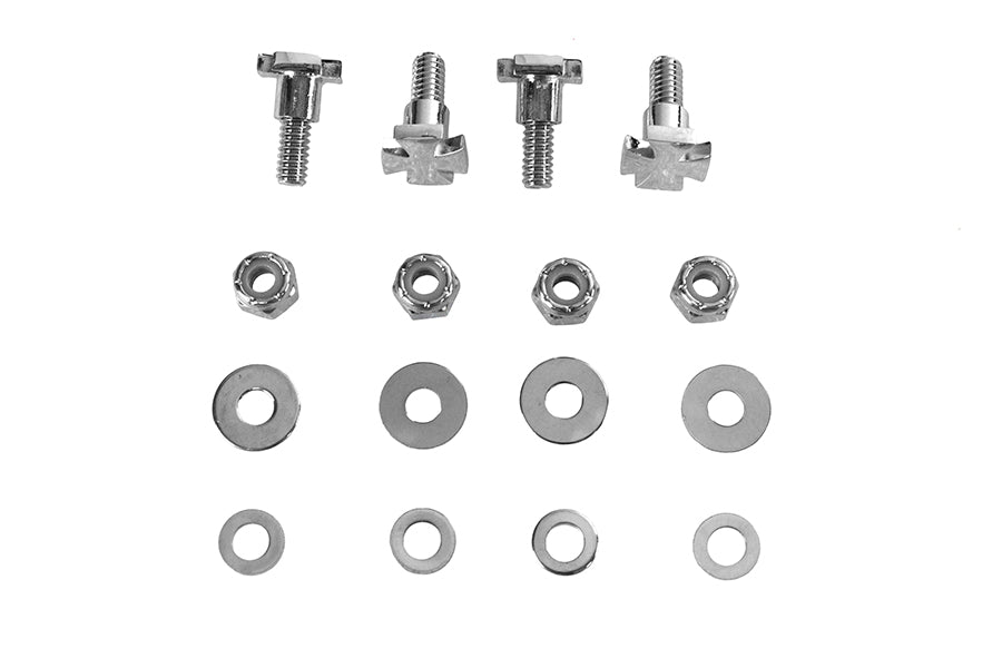 License Plate Frame Mount Bolt Set Chrome Maltese Style