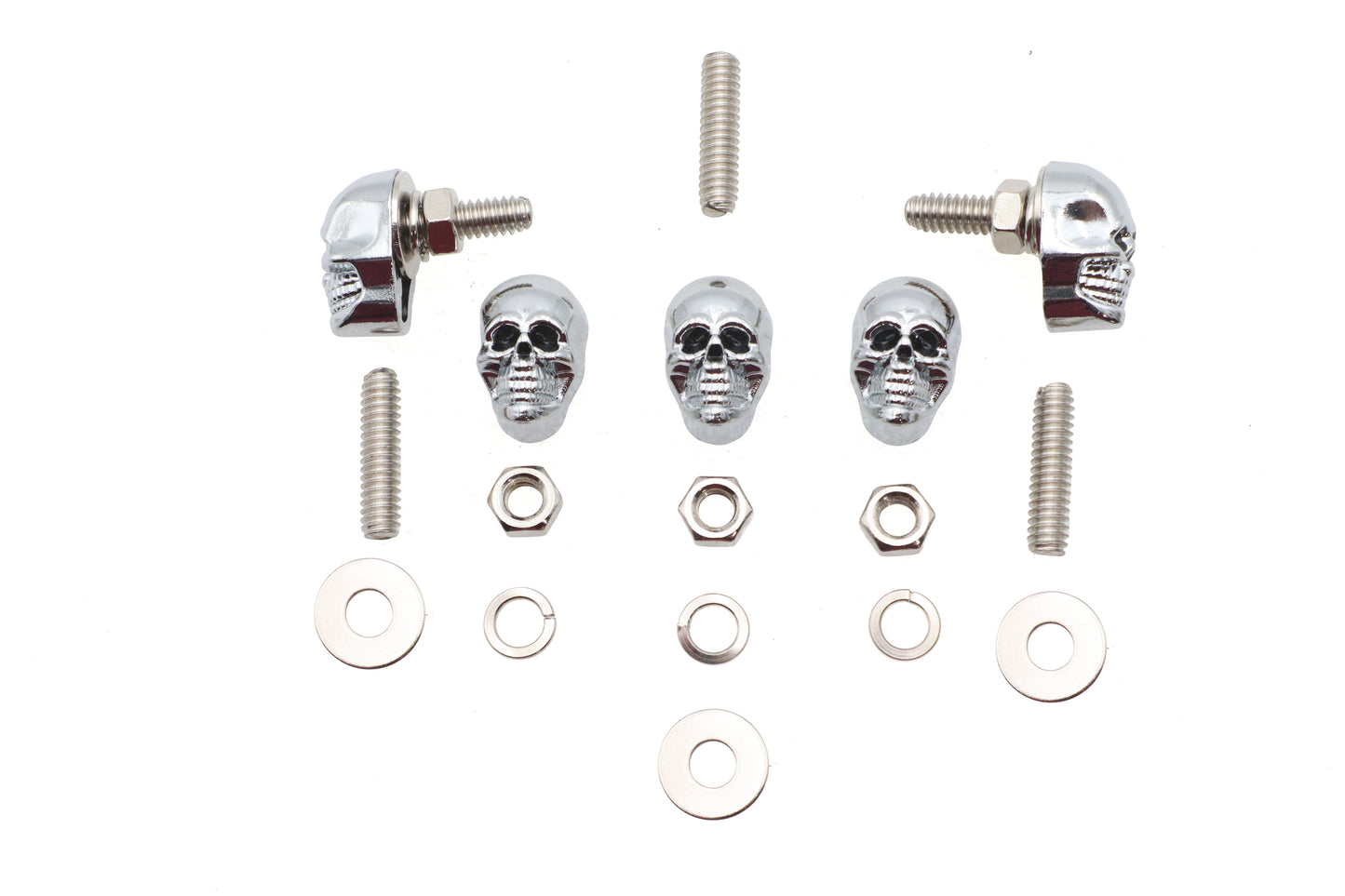 License Plate Frame Skull Krommet Set Chrome