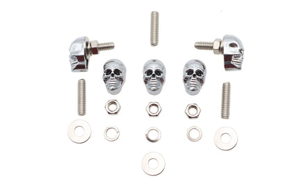 License Plate Frame Skull Krommet Set Chrome