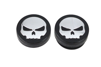 Black Skull Style Vented and Non-Vented Gas Cap Set