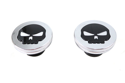 Chrome Skull Style Vented and Non-Vented Gas Cap Set